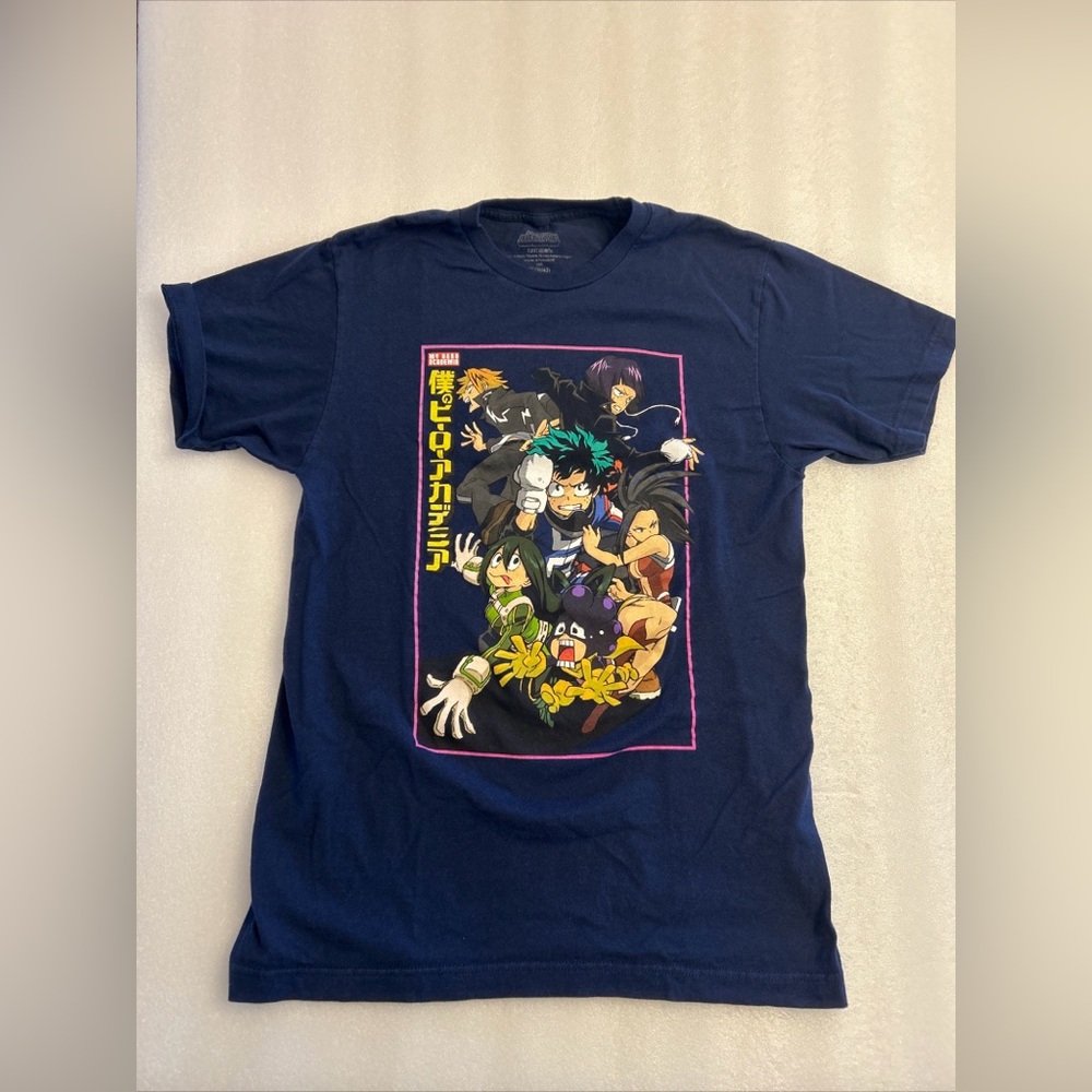 My Hero Academia-Shirt Mens Medium-Blue Graphic Short Sleeve Cotton Adult-Anime
